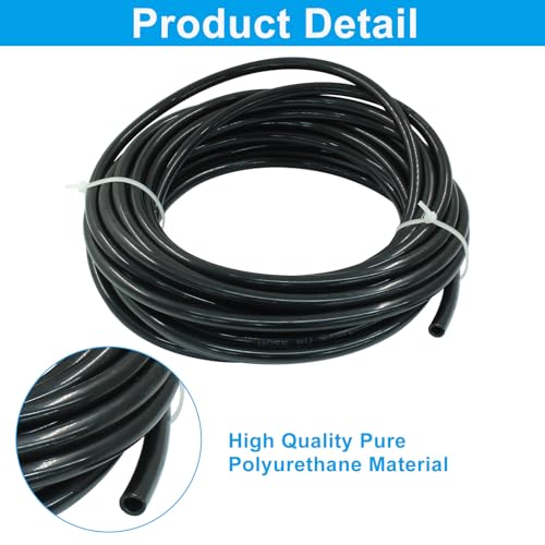 8mm x 5mm Pneumatic Tubing PU Polyurethane, Black, 32.8ft - color: Black, size: 8 x 5mm-32.8ft