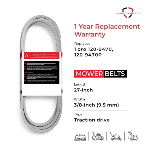 MightyRugged 120-9470 Traction Belt for Toro TimeMaster 30 in Walk Behind - size: 27 in x 3/8 in