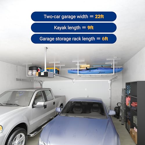FLEXIMOUNTS 3x6 Overhead Garage Ceiling Storage Rack, 2 Pack, White - color: White, size: 3x6 ft