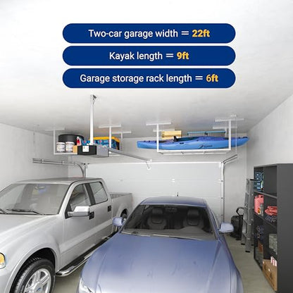 FLEXIMOUNTS 3x6 Overhead Garage Ceiling Storage Rack, 2 Pack, White - color: White, size: 3x6 ft