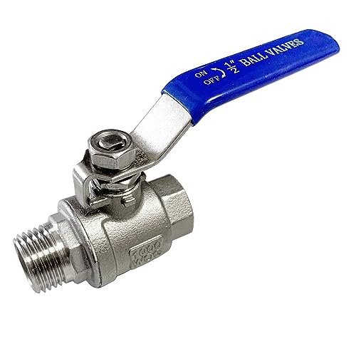 1/2" Male to Female Thread Full Port Ball Valves NPT 304 Stainless Steel for Water Oil Gas WOG1000 - size: 1/2 Inch