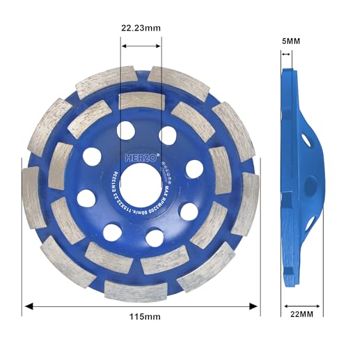 HERZO Diamond Concrete Grinding Wheel 4 1/2 inch,Angle Grinder Segment Wheels Cup for Polishing and Cleaning Stone Concrete Surface, Cement, Marble, Rock, Granite, and Thinset Removing 115mm - style: 115mm Blue