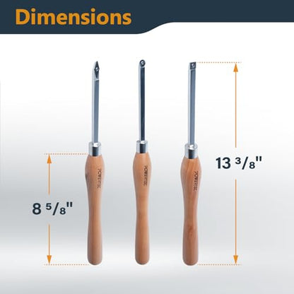 POWERTEC 3 Pcs Carbide Lathe Tools for Woodturning, Wood Lathe Tools with Flat Edge Square, Round and Diamond, T15 Star Key Wrench, Lathe Tools with Replaceable Blade (71825) - style: 3pcs set