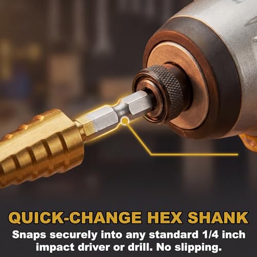 Drilax 3-Pc Titanium Unibit Step Drill Bit Set, 1/8 to 3/4 in