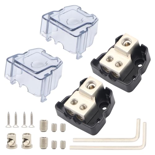 2Way Power Distribution Block 4AWG / 8AWG in 8 AWG Out Car Amplifier Audio Amp Splitter 2PCS - style: 4/8 IN 8GA OUT 2PCS