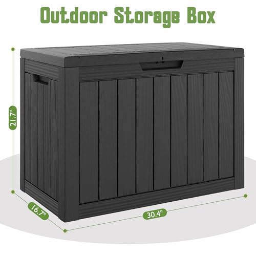Outdoor Storage Waterproof Deck Box for Patio (45 Gallon, Black) - color: Black, size: 45 Gallon