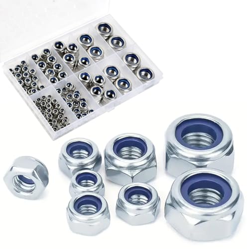 M6 x 1 mm Lock Nuts - 50 Pcs Nylon Insert Hex Locknuts,304 Stainless Steel,Plain Finish - size: M6(50 pack), style: Metric