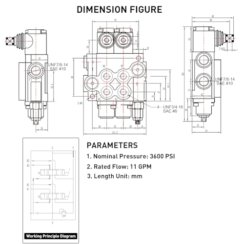 Hydraulic Directional Control Valve 2 Spool, 11GPM SAE Ports Tractor Loader Valve with Joystick Black - size: 11GPM 2 Spool 2 Joysticks