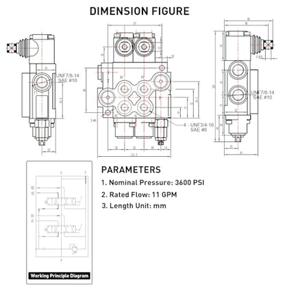 Hydraulic Directional Control Valve 2 Spool, 11GPM SAE Ports Tractor Loader Valve with Joystick Black - size: 11GPM 2 Spool 2 Joysticks