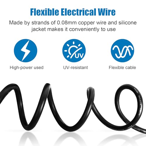 8 Gauge Silicone Wire (2 PCS) 20 FT Red + 20 FT Black Tinned Copper Core, Flexible 8 AWG High Temp Wire for Battery, Automotive, Solar, RC Car, Drones etc. - size: 8 AWG 20FT