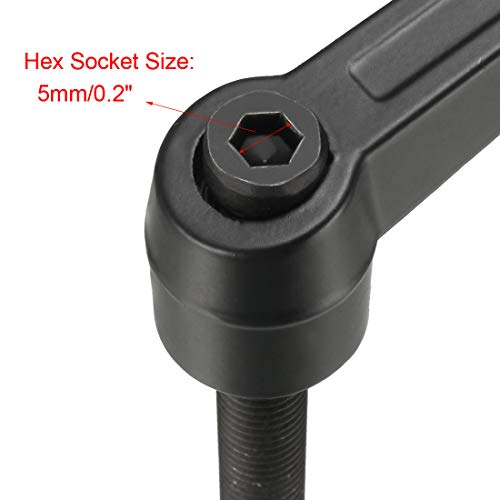 uxcell M10 x 50mm Handle Adjustable Clamping Lever Thread Push Button Ratchet Male Threaded Stud Knobs Locking Rotating Screw Handles Quick Release Bolt Black 3pcs - size: M10x50mm
