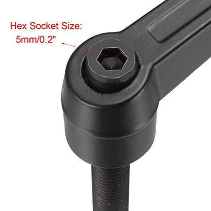 uxcell M10 x 50mm Handle Adjustable Clamping Lever Thread Push Button Ratchet Male Threaded Stud Knobs Locking Rotating Screw Handles Quick Release Bolt Black 3pcs - size: M10x50mm