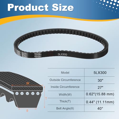 uxcell 5L300 Rubber V-Belt 30" Outer Circ 0.62" Width 0.44" Thickness - size: 5LX300