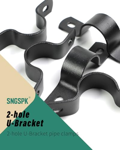 Black Metal U-Bracket U-Clamp 1 Inch 6-Pack - Heavy Duty 2-Hole Pipe Bracket Rust-Protected Industrial Style for DIY Furniture Plumbing - size: 1 INCH