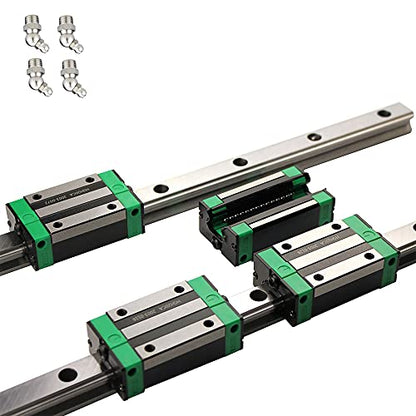 Linear Guide Rail 2 X HGR 20-600mm Linear Slide Rail + 4 X Bearing Blocks Linear Guideway Rail for DIY CNC Routers Lathes Mills - size: 600mm, style: Linear Rail HGR20 with Green Bearings