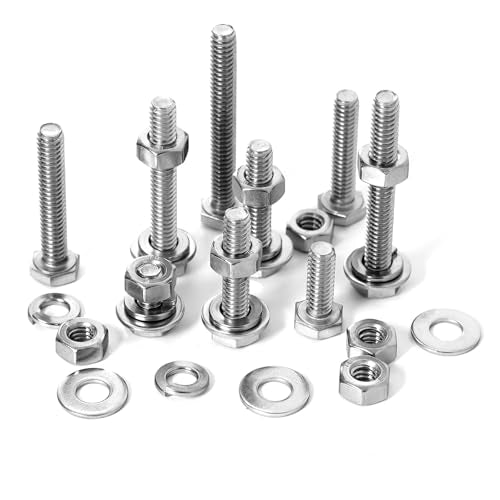 1/4-20 x 1-1/4" Hex Bolts, with Hex Nuts, Flat & Lock Washers Kit - size: 1-1/4"