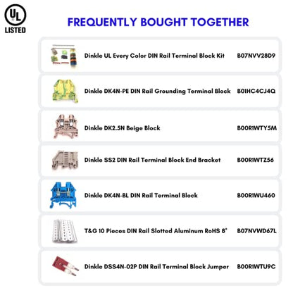 International Connector T&G 5 Pieces DIN Rail Slotted Aluminum RoHS 35mm Wide 7.5mm High (2") - size: 2"