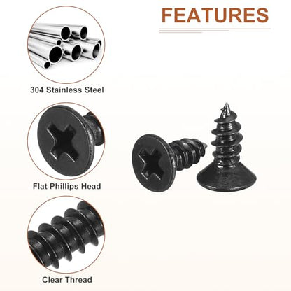 DTGN 100Pcs 4" x1/4" Flat Head Wood Screws, Self Tapping Screws Black - color: Black, size: #4x1/4"
