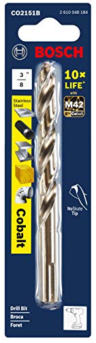 BOSCH CO2151B 3/8 in. x 5 in. Cobalt M42 Drill Bit (Pack of 2) - size: 3/8 x 5 in. (Pack of 2)