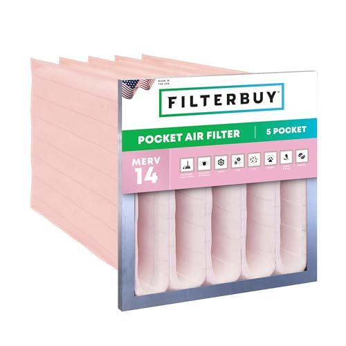 Filterbuy 20x20x22 5-Pocket Air Filter MERV 14 Particle Defense (1-Pack) - size: 20x20x22
