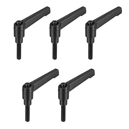 uxcell 5pcs Adjustable Clamping Lever Handle M6 x 25mm Metric Black Oxide Carbon Steel Male Threaded Stud Hand Knobs Ratchet Rotating Screw Handles Bolts with Locking Lever Black - size: M6 x 25mm