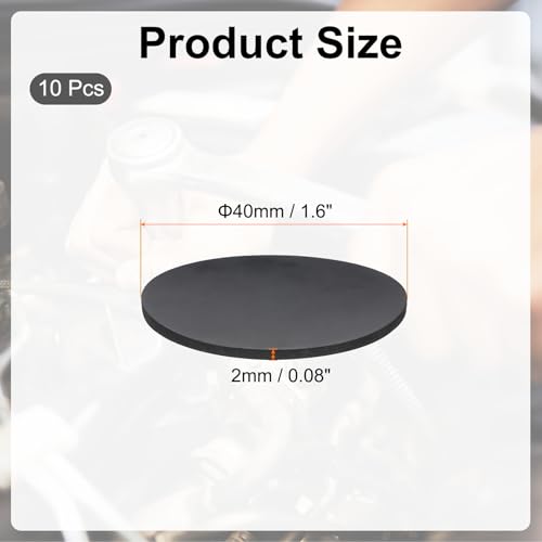 PATIKIL Rubber Solid Discs Washers, 10 Pcs 40mm OD x 2mm Thick Rubber Round Gasket Pad Bushings Spacer Washer for DIY Gasket Craft, Black - size: 40mm x 2mm