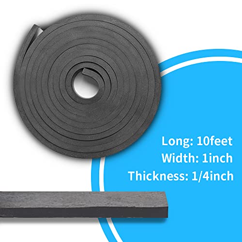 DEVNOL Neoprene Rubber Strip 1/4 (.250)" Thick X 1" Wide X 10'Long Grade 65A for Gasket, Surface Protection, Sealing - size: 1/4" x 1" x 10'