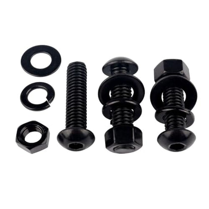 8 Sets 3/8-16 x 1-1/2" Button Head Socket Cap Bolts Screws, Hex Nuts, Flat & Lock Washers, 304 Stainless Steel 18-8 Fully Machine Thread, Black - color: Black, size: 3/8-16 x 1-1/2" (8 Sets)