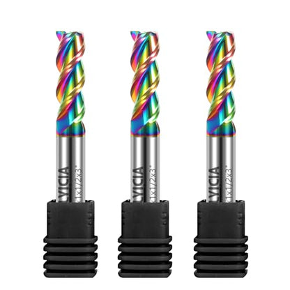3pcs 1/2" Tungsten Carbide End Mills for Aluminum & Copper Alloys - size: 1/2 in