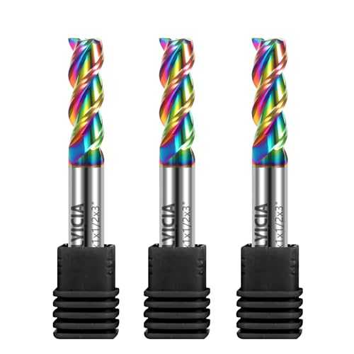 3pcs 1/2" Tungsten Carbide End Mills for Aluminum & Copper Alloys - size: 1/2 in