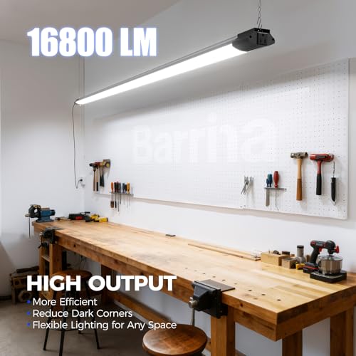 Barrina BS168 LED Shop Lights 8FT for Workshop, 168W 16800LM 5000K, 2 Packs - color: 5000K, size: Black-168W-8FT-2 Packs