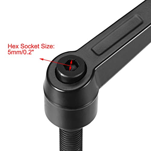 uxcell M10 x 40mm Handle Adjustable Clamping Lever Thread Push Button Ratchet Male Threaded Stud Knobs Locking Rotating Screw Handles Quick Release Bolt Black 2pcs - color: Black, size: M10 x 40mm