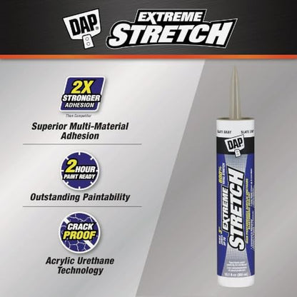 DAP Extreme Stretch Acrylic Urethane Premium Elastomeric Sealant, Slate Gray, 10.1 Oz (7079818711)