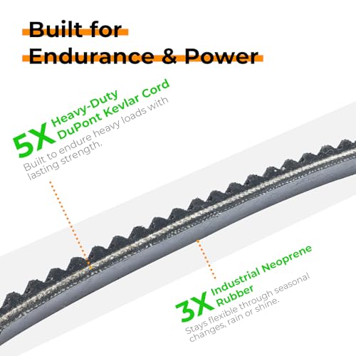 607400 Pump Drive Belt, Heavy Duty Kevlar Cogged V-Belt, Replaces OEM 603907, Compatible with Hustler Raptor SD 52", 54", 60", Raptor SDX, Raptor Limited, 1/2" x 50.75"