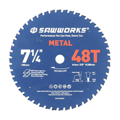 SawWorks 7-1/4 Inch 48T TCG Circular Saw Blade for Metal Cutting - size: 7-1/4" 48T Metal