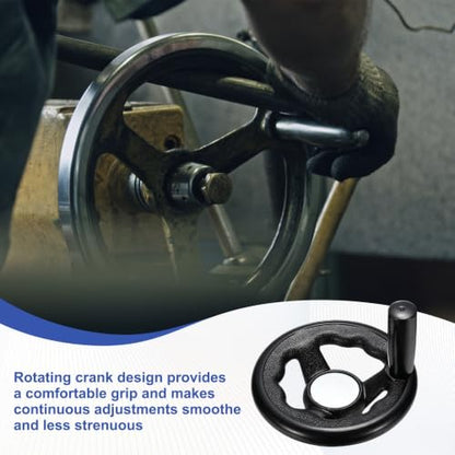 uxcell Handwheel with Revolving Handle, 0.5" Hole x 3.9" OD, Black - size: 0.5" Hole x 4" OD