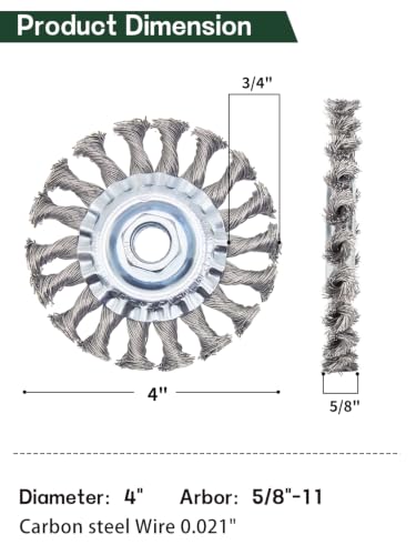 Wire Wheel Brush 4in for 4-1/2" Angle Grinder, 5/8-11 Thread, 1pcs - style: 4in Knotted