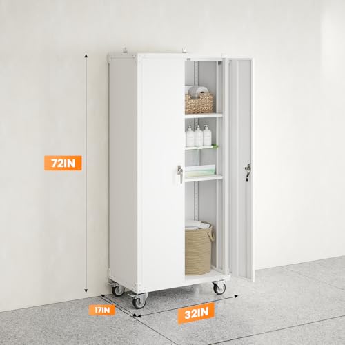 DUMOS 72 Inch Metal Garage Storage Cabinet, Rolling Tool Cabinet