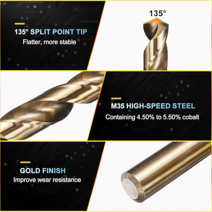 PATIKIL 2.4mm Drill Bit M35 Cobalt 5% High-Speed Steel for Metal 10 Pack - size: 2.4mm