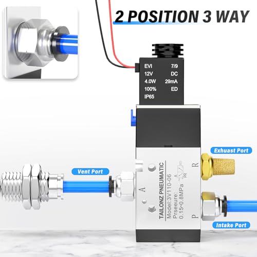 TAILONZ 1/4"NPT DC12V Solenoid Valve 2Position 3Way Outlet wire 3V210-08 - color: DC12V, size: 2 Position 3 Way-1/4"NPT