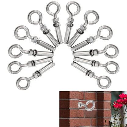 Concrete Eye Bolts 12Pcs, M6 Eyebolt Bolts Stainless Steel Concrete Anchor Eyebolt Screw Hooks, Heavy Duty Brick Anchors Eyebolts Expansion Screw Lifting Ring Bolt Fastener 1/4inch for Concrate Wall - size: M6 1/4