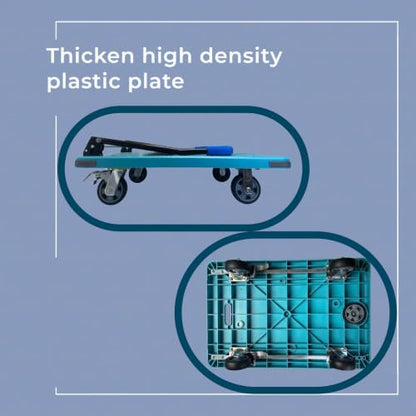 Heavy Duty Flatbed Cart with Swivel Wheels with Brakes,36" Lx24 W - color: Blue, size: Large
