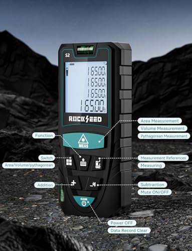 Laser Measure,RockSeed Digital Laser Distance Meter with 2 Bubble Levels,Portable M/in/Ft Unit Switching Backlit LCD and Measuring Distance/Area/Volume/Pythagorean - color: Deep Blue