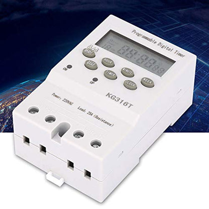 Programmable Timer Switch, KG316T 220V Precise Microcomputer Control Digital Timer Switch, Indoor Automatic Wall Light Switch with Timer, for Lights Bathroom Fans, Motors