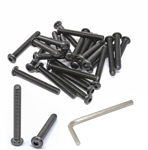 iexcell 25 Pcs 1/4-20 x 2 Alloy Steel 10.9 Grade Hex Socket Button Head Cap Screws Bolts Kit, Black Oxide Finish - size: 1/4-20 x 2"