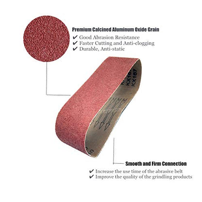 4 x 24 Inch Sanding Belt 80 Grit,12 Pack - color: 80 Grit, size: 4x24in