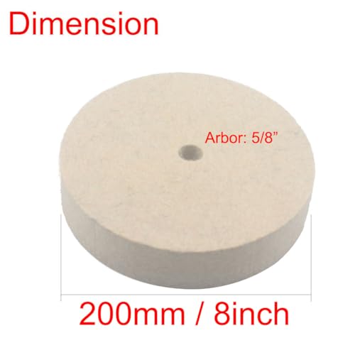 8 Inch Hard Felt Buffing Wheel with 5/8" Arbor Hole - style: 8" Wool Buffing Wheel
