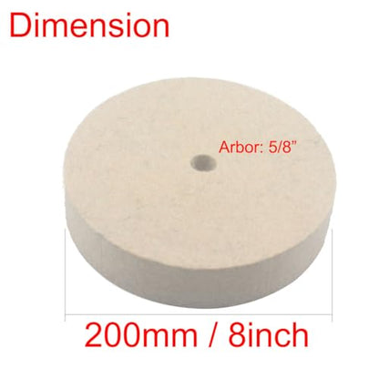 8 Inch Hard Felt Buffing Wheel with 5/8" Arbor Hole - style: 8" Wool Buffing Wheel