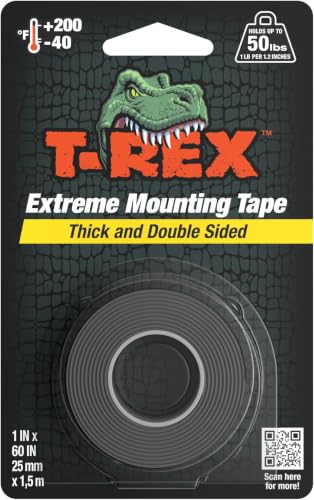 T-Rex Waterproof Mounting Tape, Black (285337) (Pack of 6) - size: 25mm x 1.5m (Pack of 6)