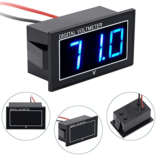 Waterproof Voltage Meter,Blue LED Digital Display Volt Gauge DC5-130V